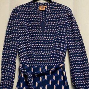 Tory Burch Women’s Judi Dress Size 2 100% Silk Belted Designer Luxury Feminine